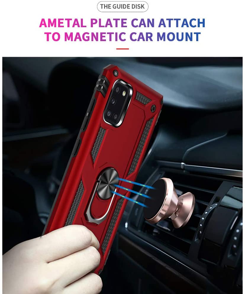 Protectores para celular  para Samsung  A31 Funda reforzada con anillo v2 Rojo